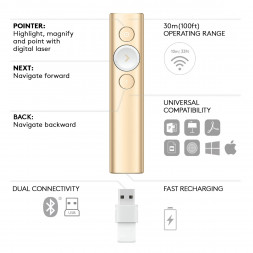 Презентер Logitech Spotlight Presentation Remote золотой