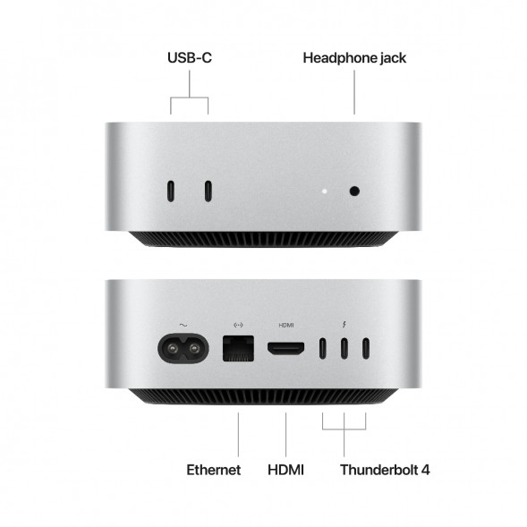 Компьютер Apple Mac mini M4 2024 (MU9E3) (10 Core GPU, 16ГБ, 512ГБ SSD, Apple, macOS), серебристый в Ижевске