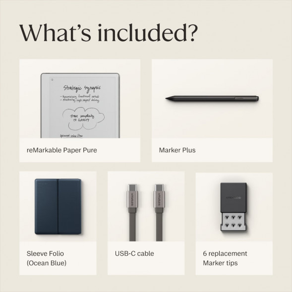 Графический планшет reMarkable Paper Pure+Marker Plus+Sleeve Folio, Ocean Blue в Ижевске